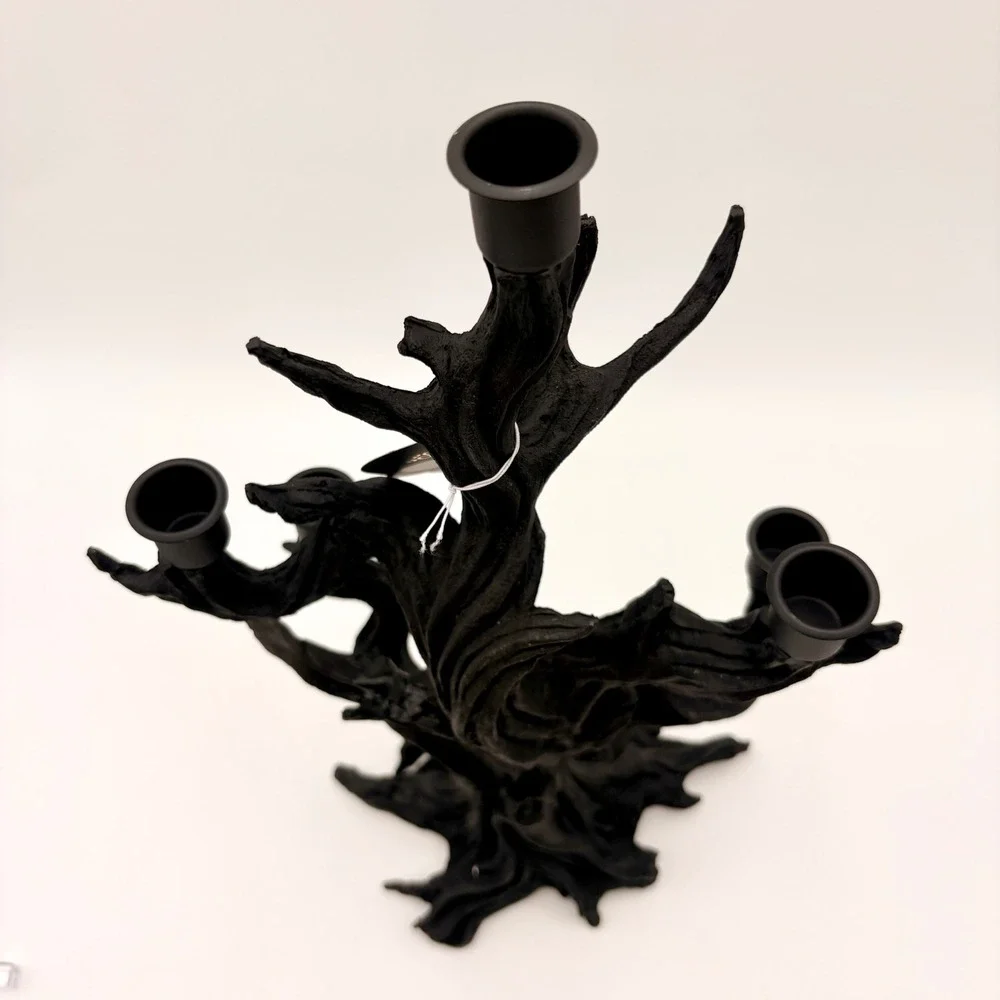 Spooky Boutique Black Gnarled Tree Candelabra 5 Arm Halloween Gothic Decor